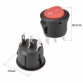 Uxcell Spst Boat Rocker Switch Round Toggle Red For Marine 3pins On On Ac 250v 6a 125v 10a 1pcs