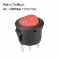 Uxcell Spst Boat Rocker Switch Round Toggle Red For Marine 3pins On On Ac 250v 6a 125v 10a 1pcs