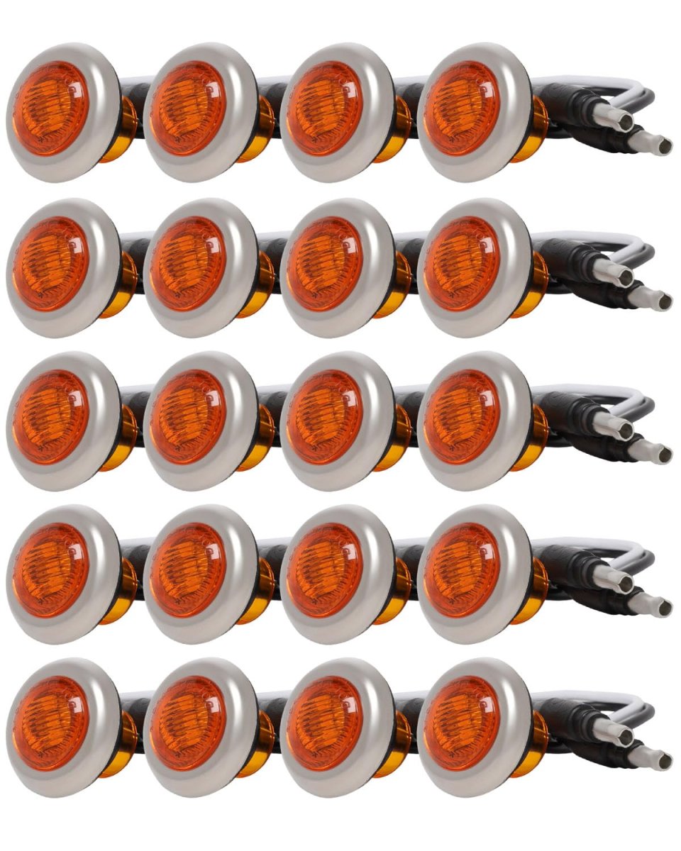 20 Pack 3 4 In Round Mini Led Side Marker Lights Amber Waterproof Clearance Cab Running For Trailer Truck And Universal Vehicle