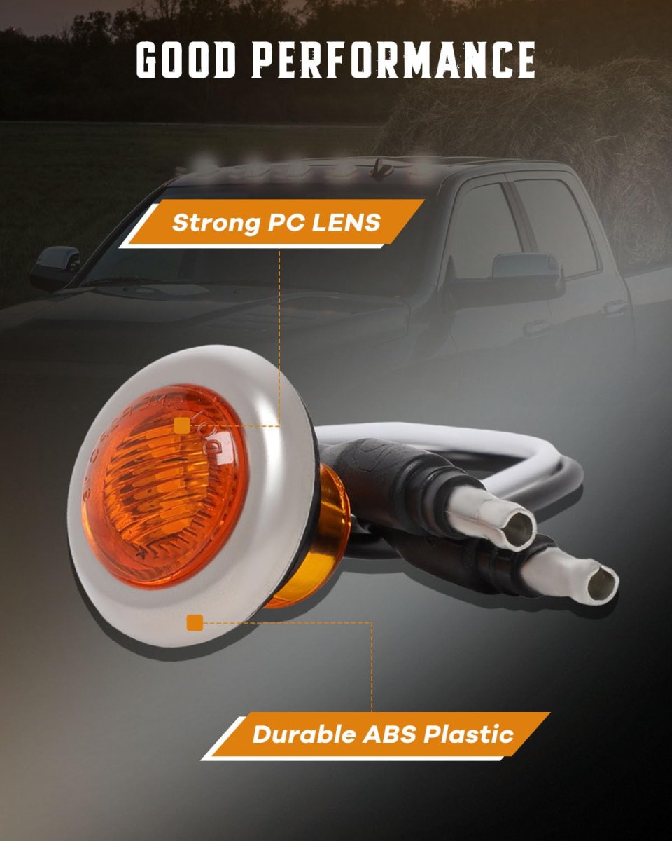 20 Pack 3 4 In Round Mini Led Side Marker Lights Amber Waterproof Clearance Cab Running For Trailer Truck And Universal Vehicle