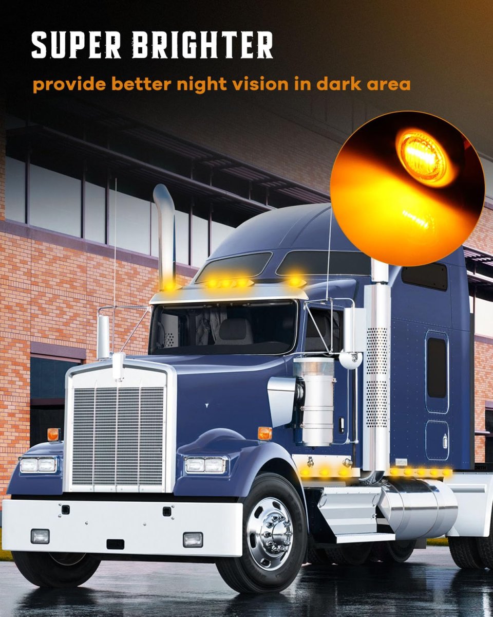 20 Pack 3 4 In Round Mini Led Side Marker Lights Amber Waterproof Clearance Cab Running For Trailer Truck And Universal Vehicle