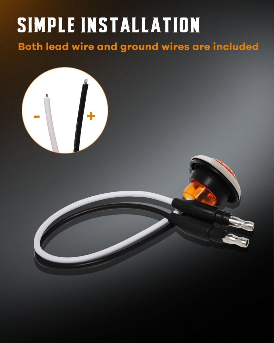 20 Pack 3 4 In Round Mini Led Side Marker Lights Amber Waterproof Clearance Cab Running For Trailer Truck And Universal Vehicle