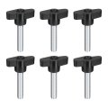 6pcs Clamping Screw Knob M8 X 40mm Metric Carbon Steel T Shaped Thumb Screws Handle For Quick Remove Hand Tightening 