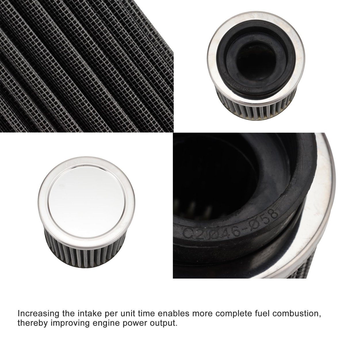 58mm Motorcycle Straight Tube Air Filter Replacement For Atv Scooter Dirt Pit Bike 2 28in Caliber 4 53in Height And 3 74in