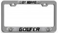Golfer On Board 3d Metal License Plate Frame Chrome Heavy Duty Tag Holder For Auto Suv And Truck Universal Fit 12 In X 6 