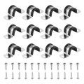 12pcs 18mm 11 16 Cable Clamp 304 Stainless Steel Rubber Coated Cushion Insulated Clamps U Holder Pipe Strap With M4x20mm Screws