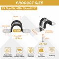 12pcs 18mm 11 16 Cable Clamp 304 Stainless Steel Rubber Coated Cushion Insulated Clamps U Holder Pipe Strap With M4x20mm Screws