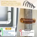 12pcs 18mm 11 16 Cable Clamp 304 Stainless Steel Rubber Coated Cushion Insulated Clamps U Holder Pipe Strap With M4x20mm Screws