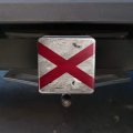 Rustic Distressed Alabama Flag Tow Trailer Hitch Cover Plug Insert For 1 25 Receivers Black Abs Plastic With Uv Resistant Resin