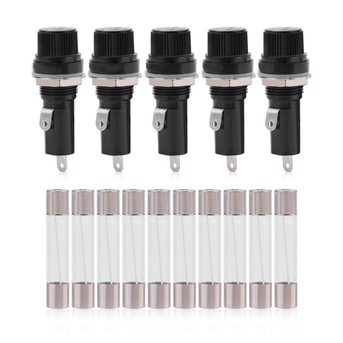 Panel Mount Holder 5pcs Transformer Cap 6x30mm With 10 Glass Tube For 6 30mm Insurance