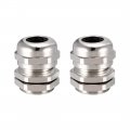 M18 Cable Gland Waterproof Joint Adjustable Locknut Silver Tone For 5mm-10mm Dia Wire 2 Pcs 