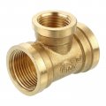 Uxcell Brass Tee Pipe Fitting 3 4 X 1 2 Npt Way T-connector For Gas Transport Connect Pipelines 1pcs