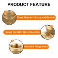 Uxcell Brass Tee Pipe Fitting 3 4 X 1 2 Npt Way T-connector For Gas Transport Connect Pipelines 1pcs