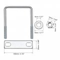 Uxcell Square U-bolts 2-3 4 70mm Inner Width Carbon Steel M8 With Nuts Frame Plate Round Washers