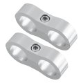 2 Pcs Aluminum Alloy An10 Car Hose Separator Clamp Fuel Line Connector For Oil Silver Tone 