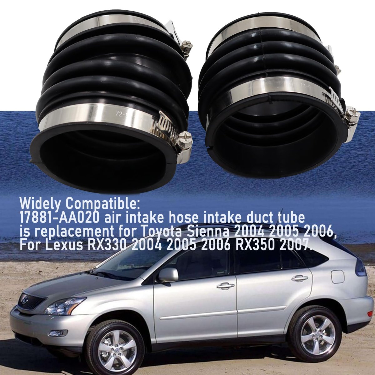 17881-aa020 17882-aa020 2pcs Kit 3 3l Engine Air Intake Hose Replacement For Toyota Sienna 2004 2005 2006 For Lexus Rx330 2006