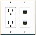 Riteav 2 Gang Decorative 15 Amp 5 Volt Power Outlet And Cat6a Wall Plate White 