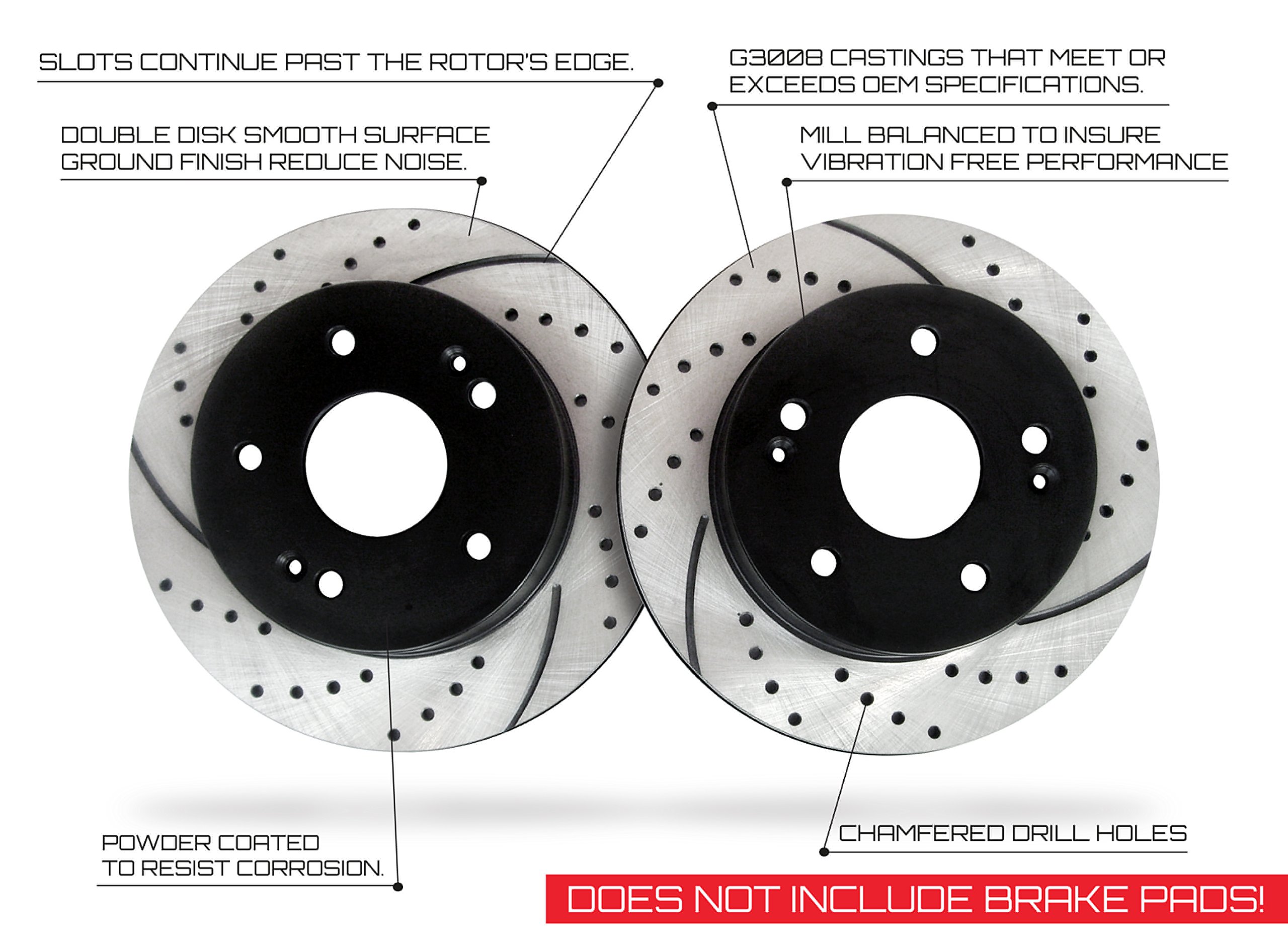 Approved Performance C1082r Front Pair Premium Drilled And Slotted Disc Brake Rotors
