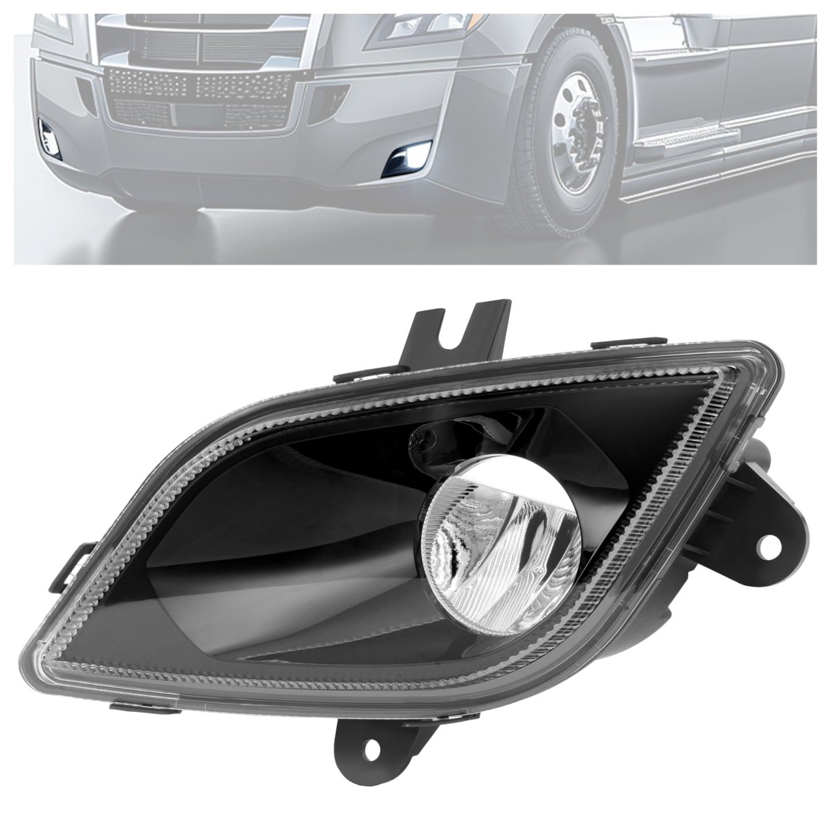 Front Left Full Led Fog Light For 2018 2024 Freightliner Cascadia Driver Side Clear Lens Black Housing Lamp Replacement