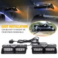Xridonsen 2 In 1 Dash Emergency Strobe Lights Front Rear Amber Blue Windshield Warning Safety Flashing W Suction Cups For