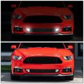 Matte Black Led Drl Badgeless Honeycomb Mesh Front Upper Lower Bumper Grille Compatible With Ford Mustang 15-17