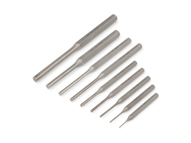 Pin Punch Set 9 Piece 1 16 To 3 8 In 5160 High Carbon Steel Pnc92001