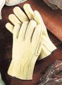 Grain Cowhide Unlined Drivers Gloves With Straight Thumb Slip-on Cuff Color-coded Hem And Shirred Elastic Back 