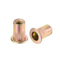 200pcs Rivet Nut Flat Head 6-32 Carbon Steel Threaded Insert Nuts Knurled Body Zinc Plated Finish 