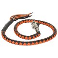 42 Long 1 2a Diameter Black Orange Motorcycle Get Back Whip Real Soft Genuine Leather 
