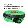 95ft X 3 8 Green Synthetic Winch Rope W All Rock Guard Sheath 22000 Lbs Blue Hawse Fairlead For Atv Utv Suv Off-road