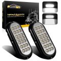 Partsam 2 Pcs 6-1 Clear Oval Sealed 21 Diode Led Back-up Reverse Fog White Light Kit With Flange Mount For Truck Trailer Turn