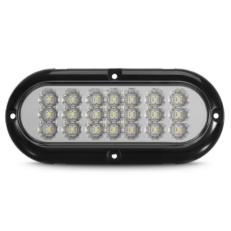 Partsam 2 Pcs 6-1 Clear Oval Sealed 21 Diode Led Back-up Reverse Fog White Light Kit With Flange Mount For Truck Trailer Turn
