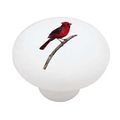 Red Cardinal Decorative High Gloss Ceramic Drawer Knob 