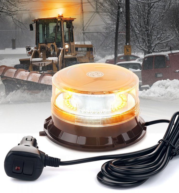 Amber White Led Rooftop Warning Beacon Strobe Light For Trucks Magnetic And Screw Mount Mini Bar Forklifts Tow Atv Utv