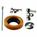 Westbrass Toilet Kit With 1 4-turn Nom Comp Stop And Wax Ring Lever Handle In Satin Nickel 