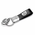 Ipick Image Compatible With Jeep Grill Black Real Leather Strap Chrome Round Hook Metal Key Chain