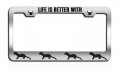 Life Is Better With Weasels Chrome Metal License Plate Frame Heavy Duty Steel Tag Holder For Cars Trucks And Suvs 12 5 X 6 In 