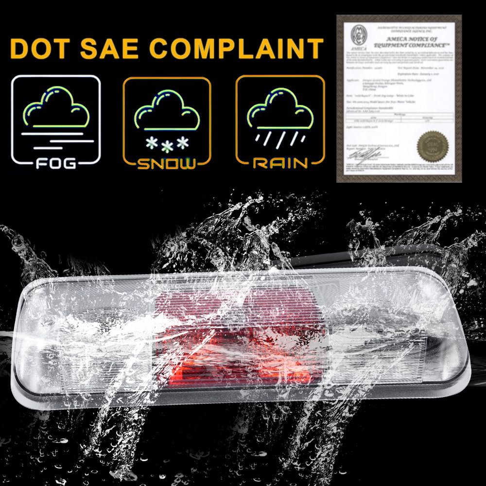 3rd Brake Light For Ford F150 2004 2005 2006 2007 2008 High Mount Center Rear Roof Third Cargo Parking Halogen Clear Red Lens