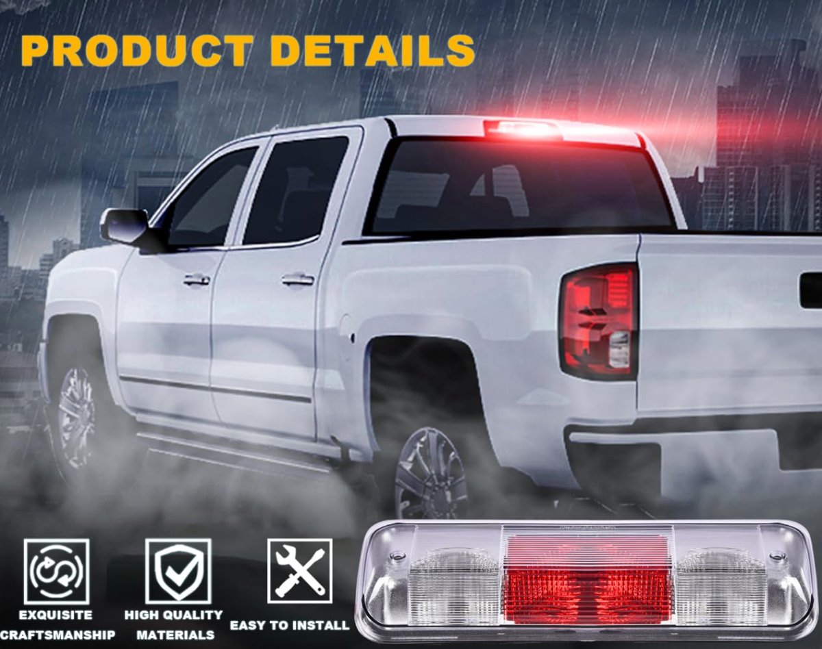 3rd Brake Light For Ford F150 2004 2005 2006 2007 2008 High Mount Center Rear Roof Third Cargo Parking Halogen Clear Red Lens