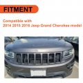 Ecotric Front Grill Trim Insert Ring Compatible With 2014-2016 Jeep Grand Cherokee 7pcs Grille Gloss Black Abs