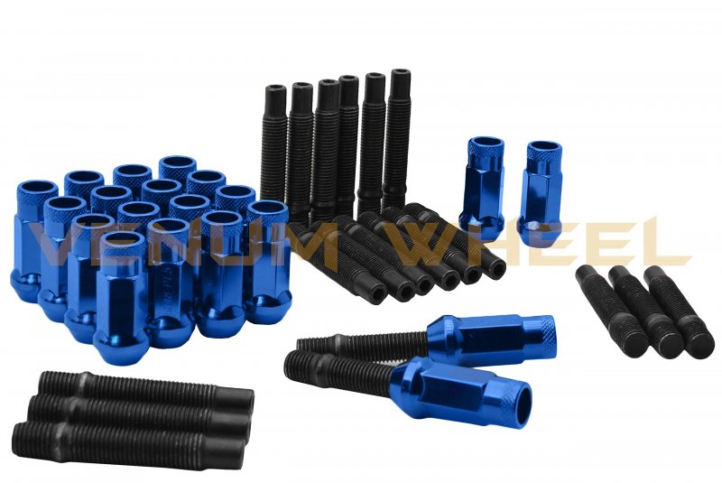 Hub Centric Wheel Spacers For Porsche 5x130 Mm 17 And 30 71 5 Bore With 90 Stud Conversion Blue Open End Lug Nuts Aftermarket