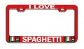 I Love Spaghetti Italian Italy Metal License Plate Frame Tag Holder Heavy Duty Steel Weatherproof Universal Fit For Us And 