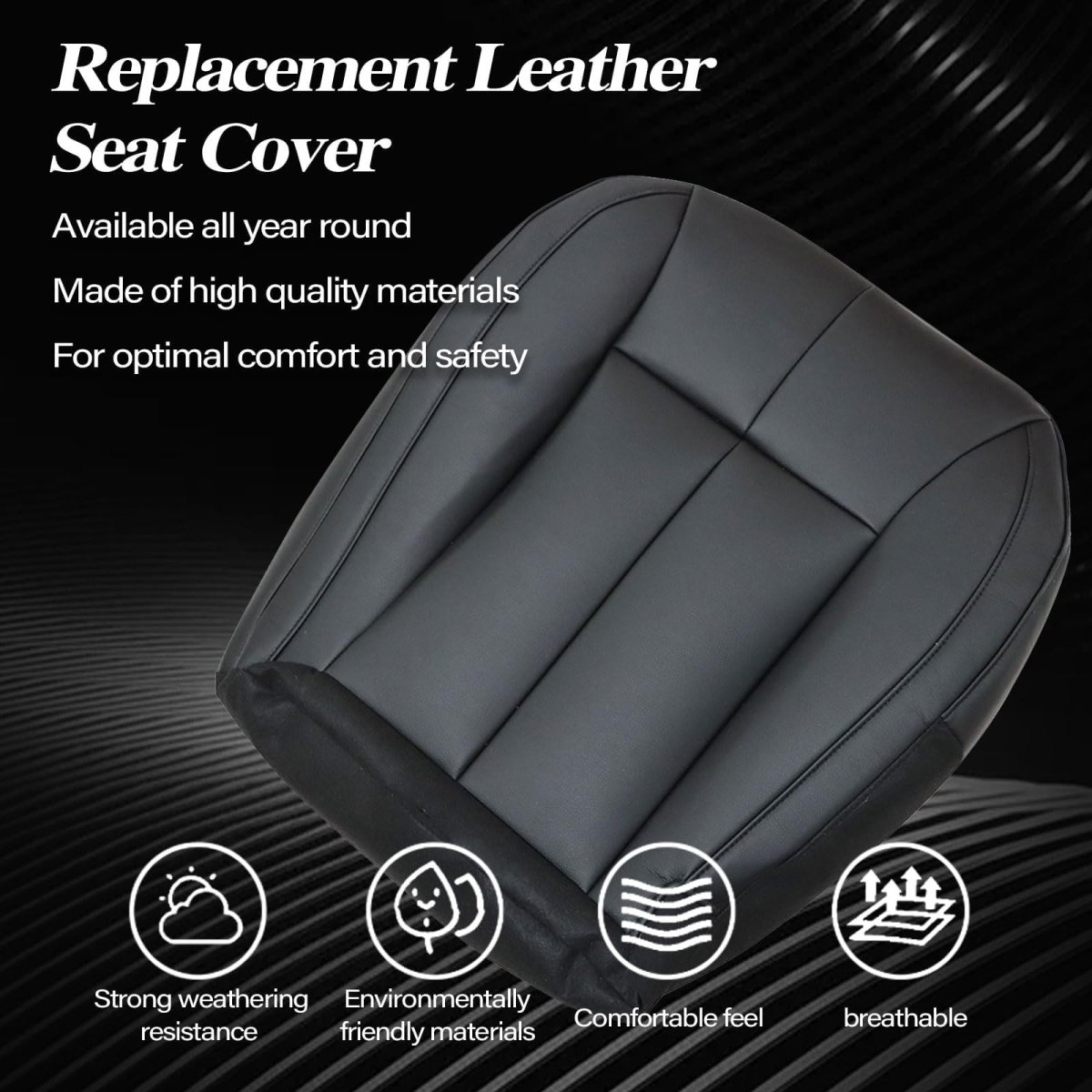 Driver Leather Bottom Top Seat Cover Black For Jeep Grand Cherokee 1999 2000 2001 2002 2003 2004