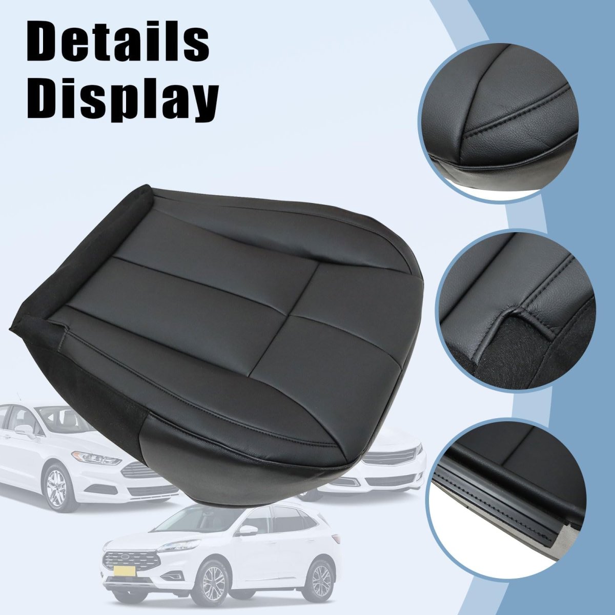 Driver Leather Bottom Top Seat Cover Black For Jeep Grand Cherokee 1999 2000 2001 2002 2003 2004