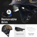 Ilm Half Helmet Open Face Motorcycle Helmets For Moped Cruiser Scooter With Sun Visor Dot Approved Model-210v Golden Medium