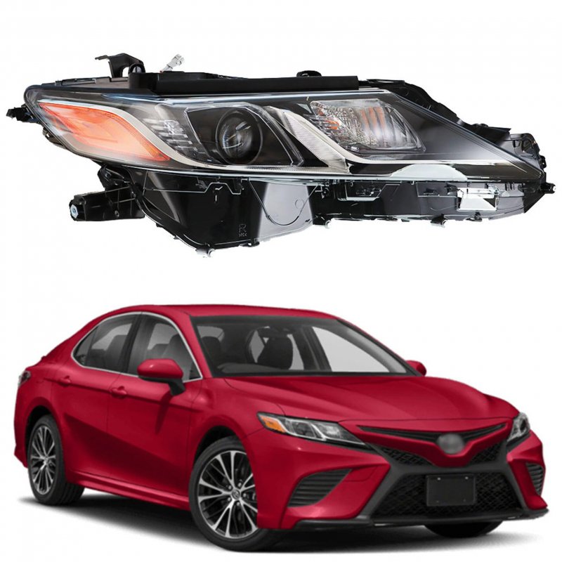 Projector Headlights For 2018 2019 Toyota Camry L Le Se Front Passenger Side Right Replacement Head Lamps Black Housing With