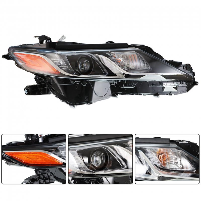 Projector Headlights For 2018 2019 Toyota Camry L Le Se Front Passenger Side Right Replacement Head Lamps Black Housing With