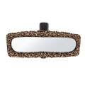 Zerodate Sexy Car Rear View Mirror Cover Brown Leopard Print Elastic Auto Inside Rearview For Women Men Car Interior Trim 