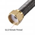 Uxcell Corrugated Stainless Steel Flexible Water Line 23 6inch Length G1 2 Female Threaded Connector With Washer