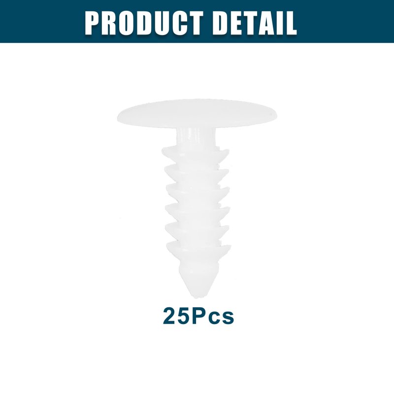 Acropix Universal 5mm Push Bumper Fastener Rivet Clips White Pack Of 25
